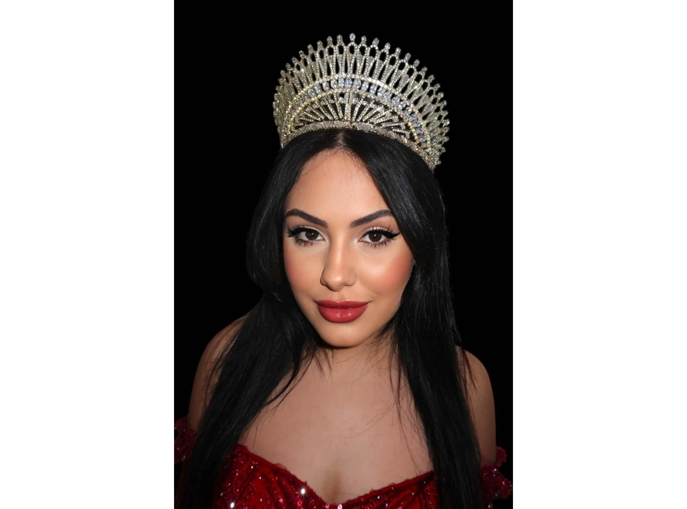 Altın Renk Zirkon Taşlı Gelin/Kına/Nişan/Söz Tasarım Taç