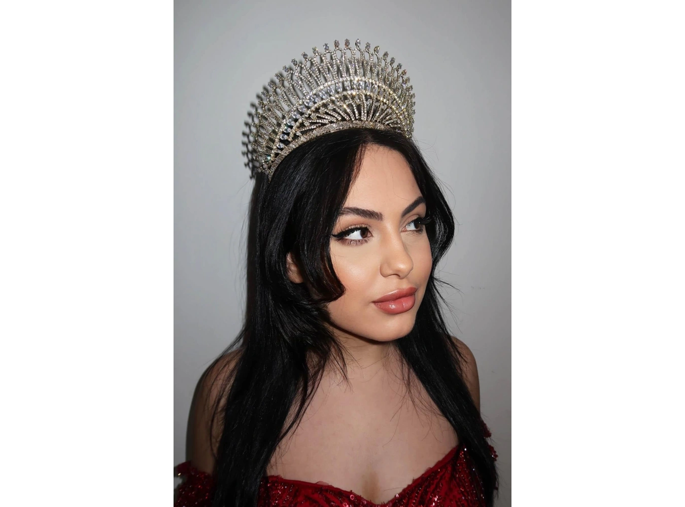 Altın Renk Zirkon Taşlı Gelin/Kına/Nişan/Söz Tasarım Taç