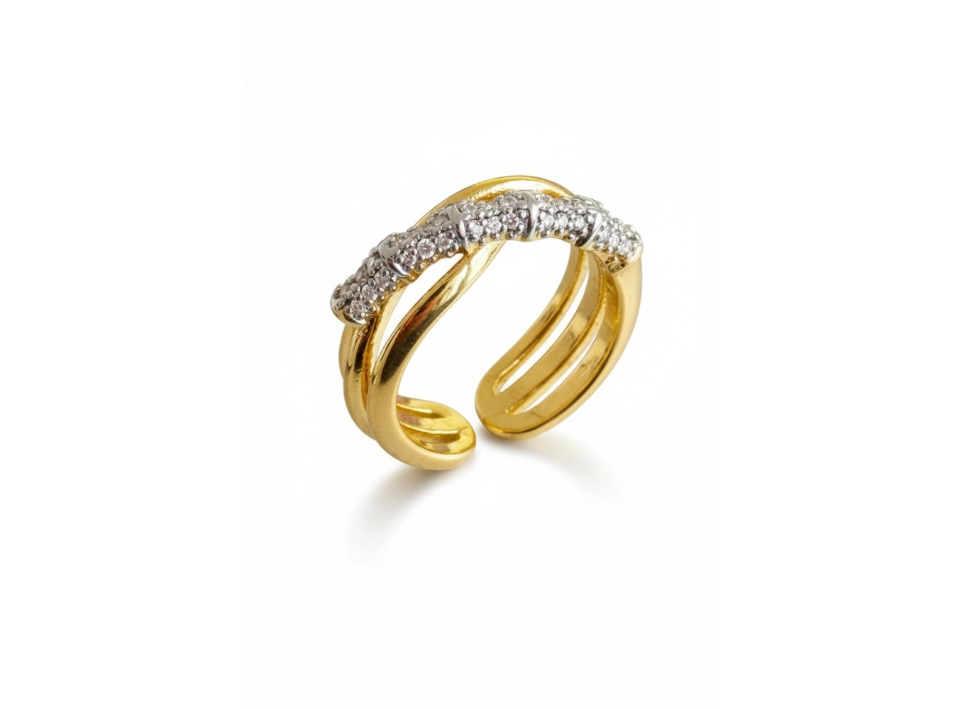 Altın Ve Gümüş Renk 14K Altın Kaplama Ayarlanabilir Yüzük