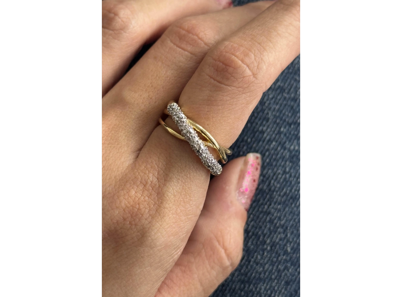 Altın Ve Gümüş Renk 14K Altın Kaplama Ayarlanabilir Yüzük