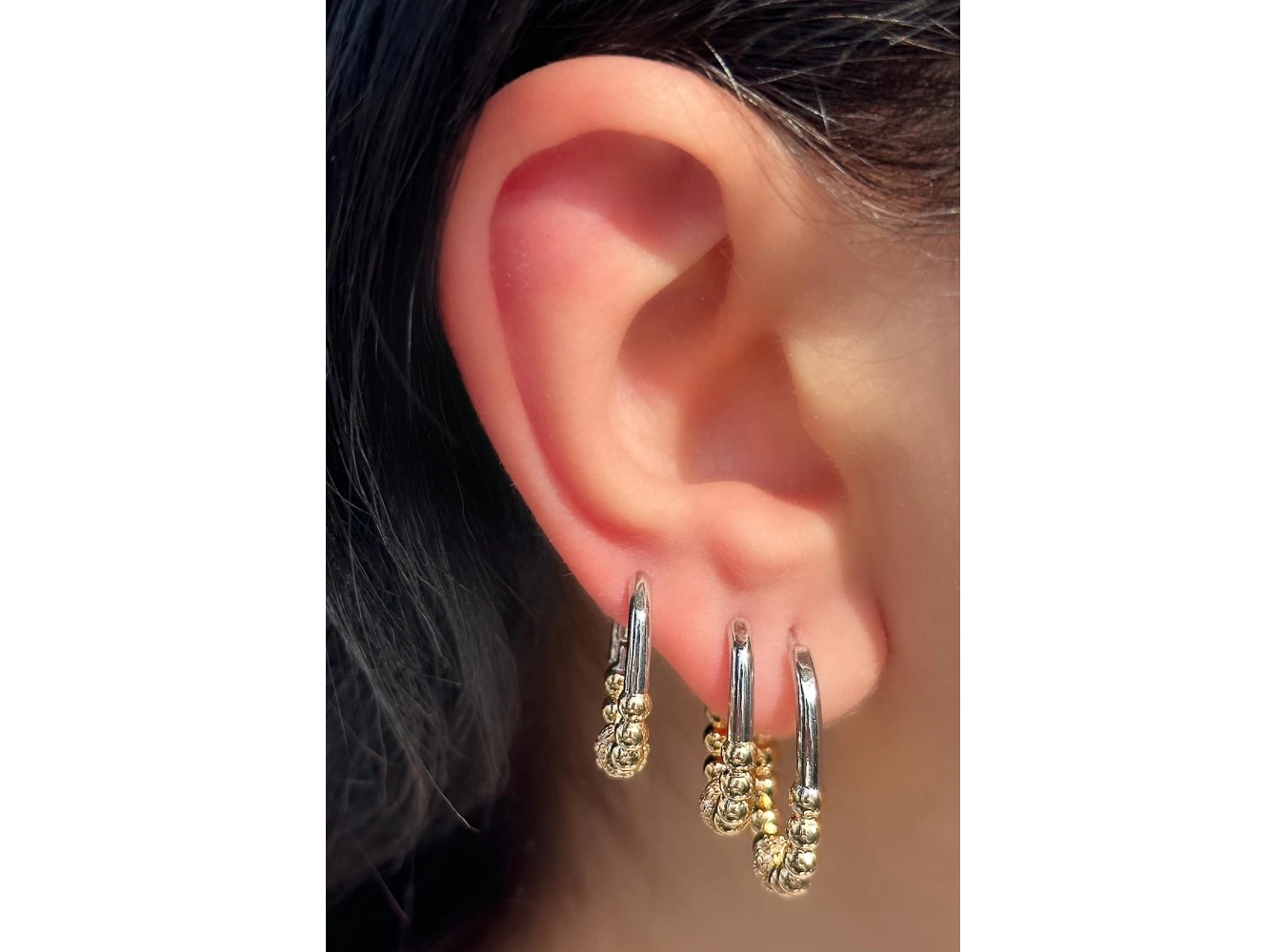 Altın Ve Gümüş Renk 3lü YSX Küpe Set