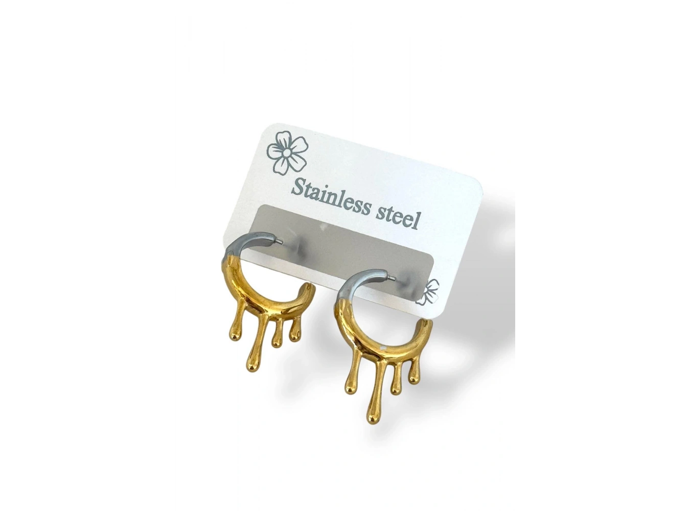 Altın Ve Gümüş Renk Çelik Halka Küpe (Çift)