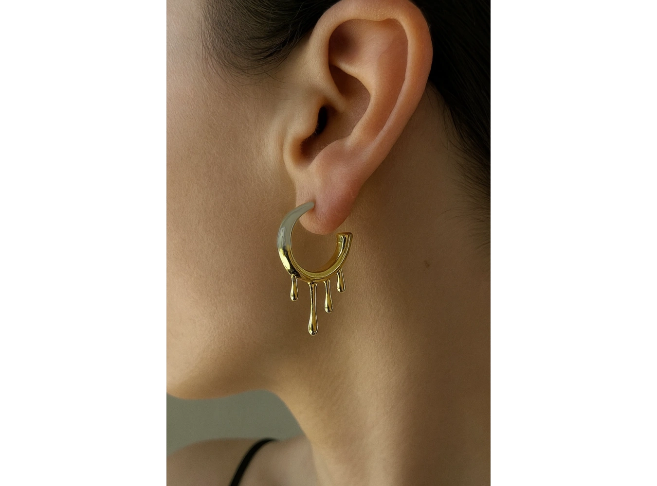 Altın Ve Gümüş Renk Çelik Küpe (Çift)