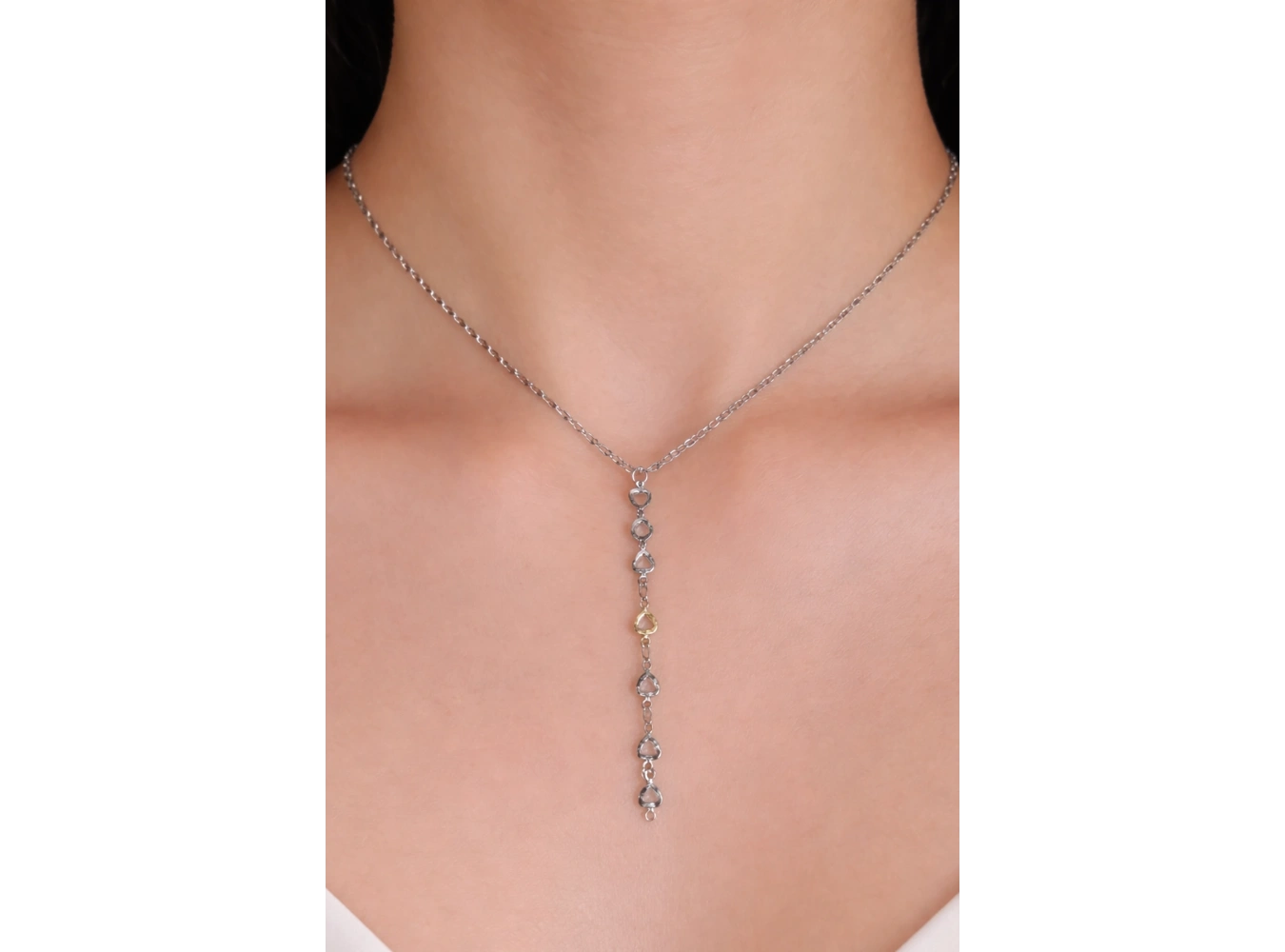 Altın Ve Gümüş Renk Çelik Y Kolye