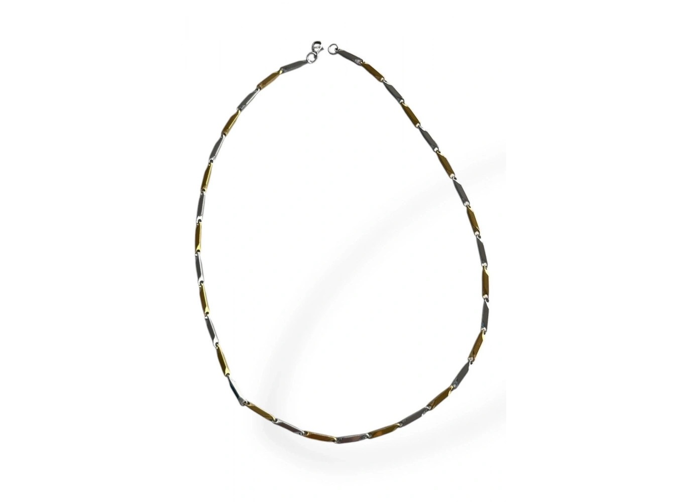 Altın Ve Gümüş Renk Erkek Zincir Çelik Kolye (55cm)