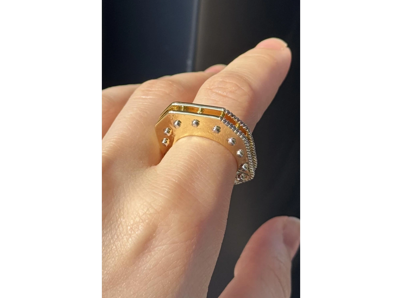 Altın Ve Gümüş Renk Metal Ayarlanabilir Yüzük