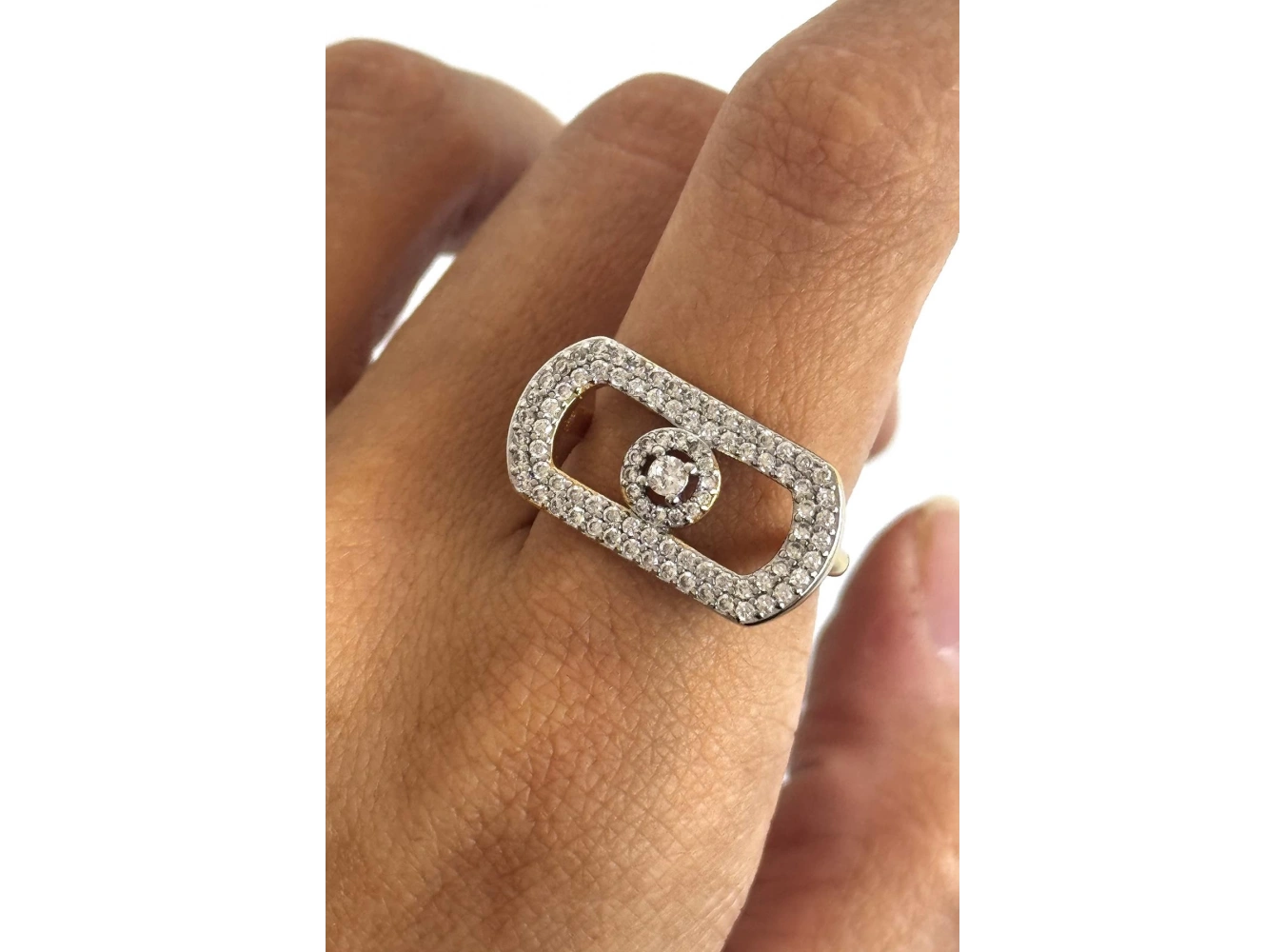 Altın Ve Gümüş Renk Taş Detaylı  Ayarlanabilir YSX Yüzük