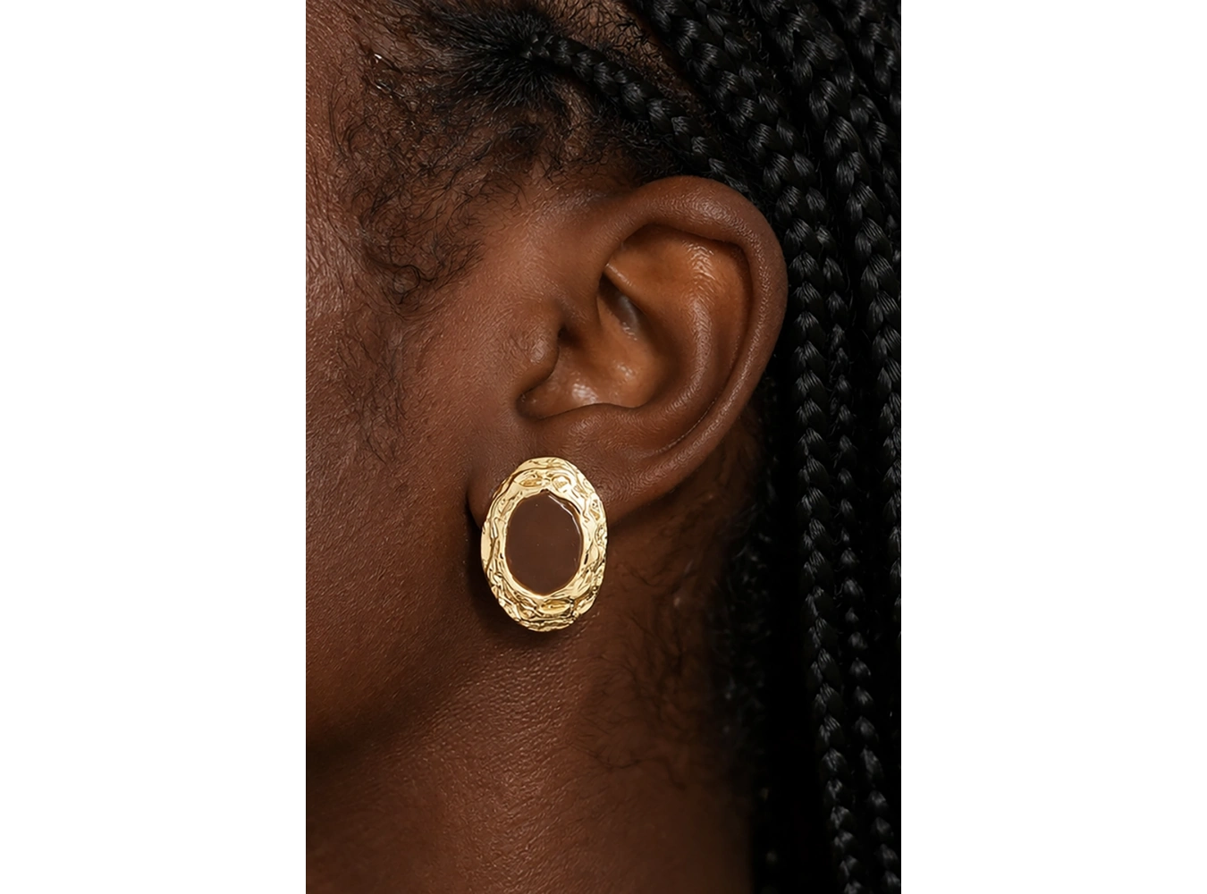 Altın Ve Kahve Renk Küpe (Çift)