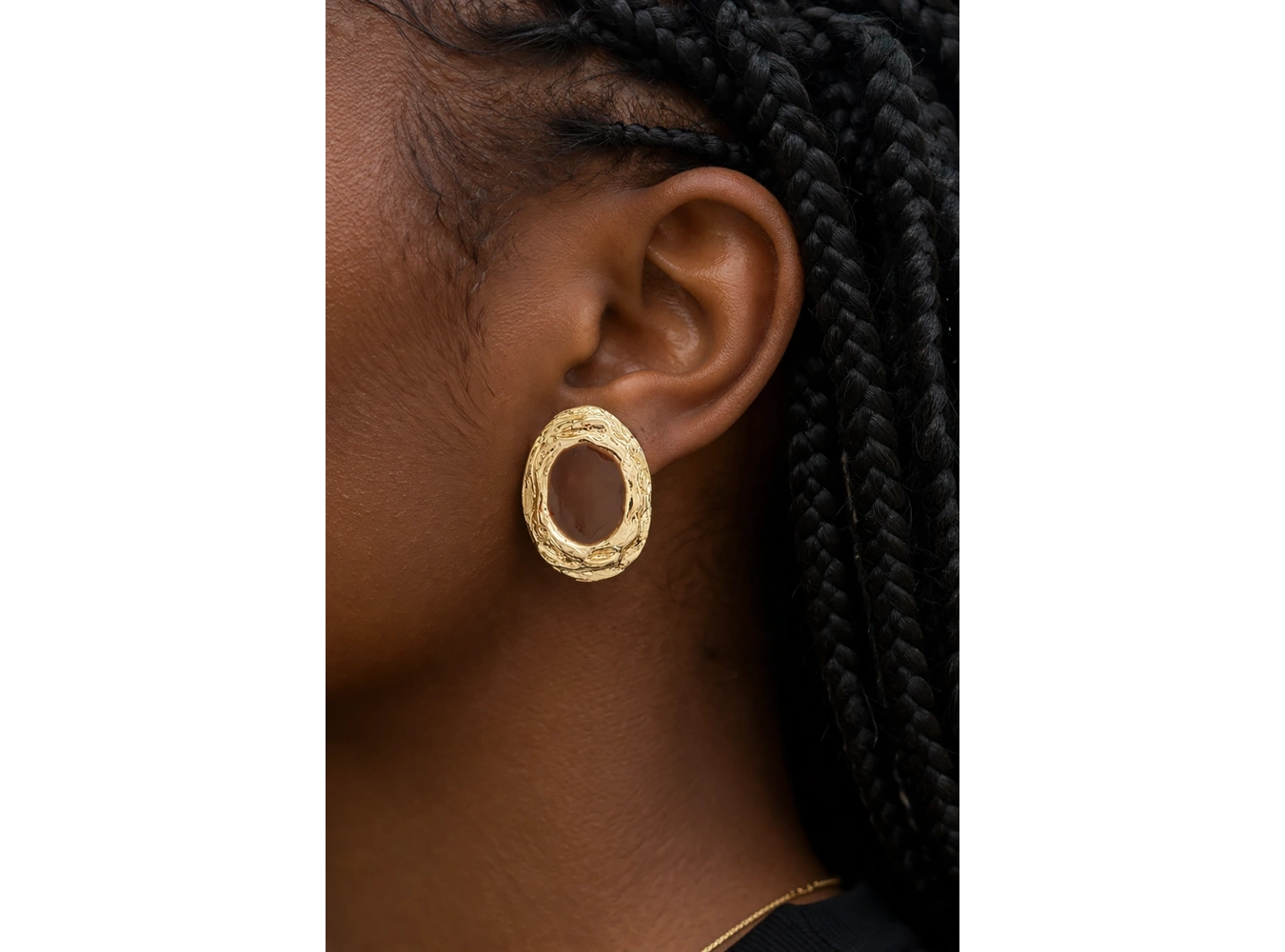 Altın Ve Kahve Renk Küpe (Çift)