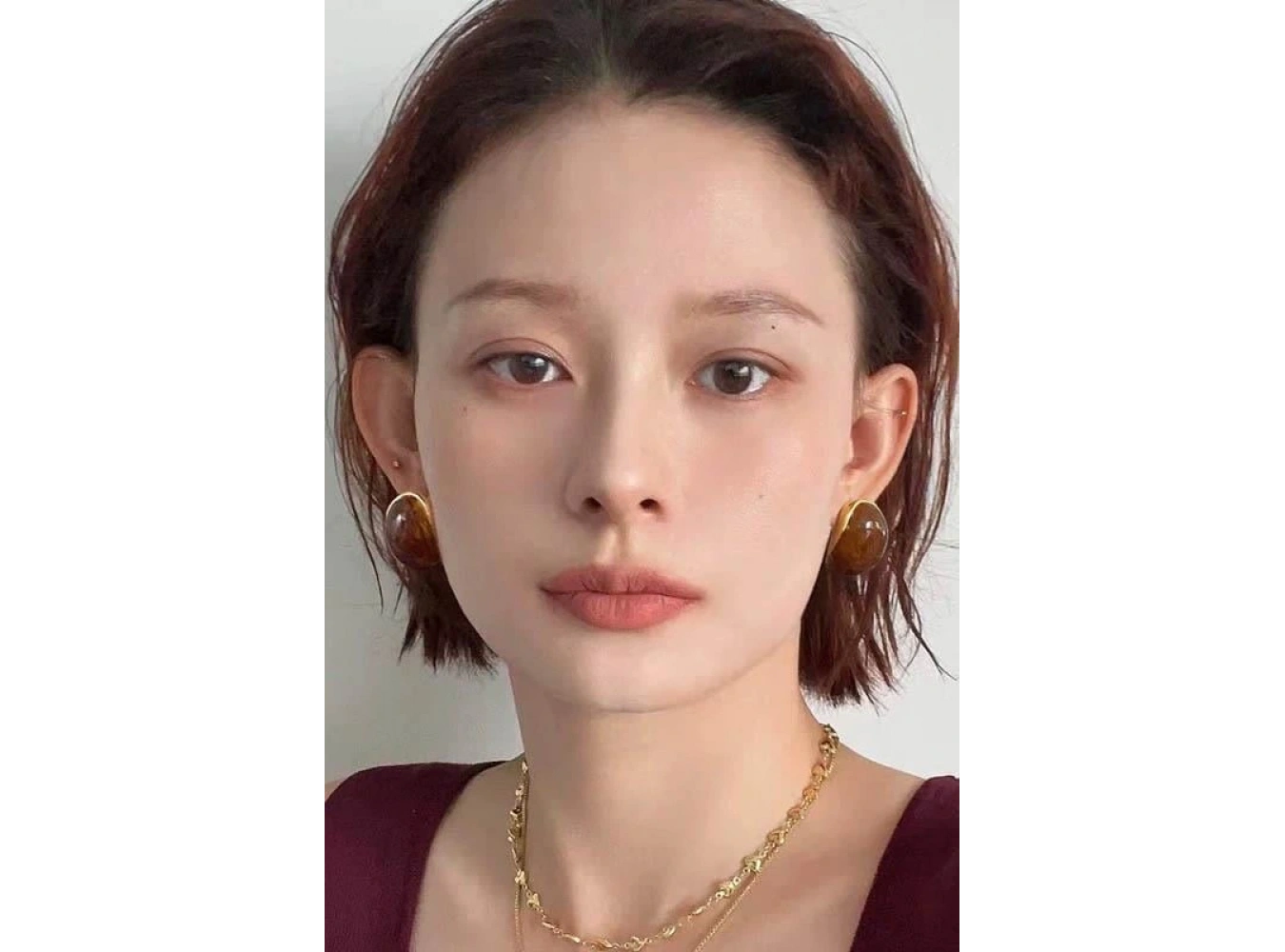 Altın Ve Kahve Renk Taş Detaylı Küpe (Çift)