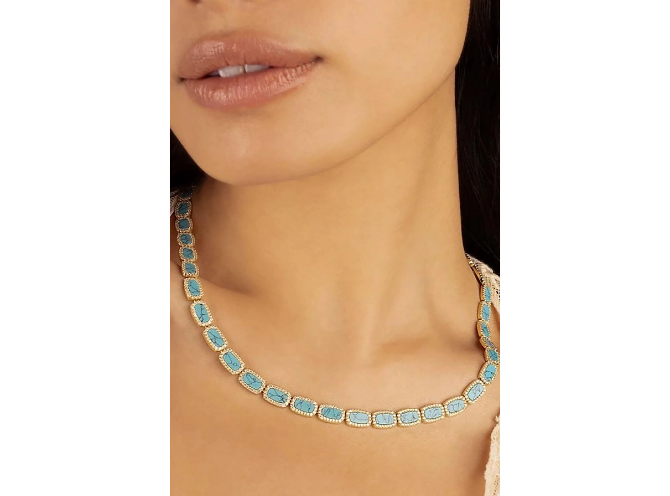 Altın Ve Mavi Renk 14K Altın Kaplama VİP Kolye