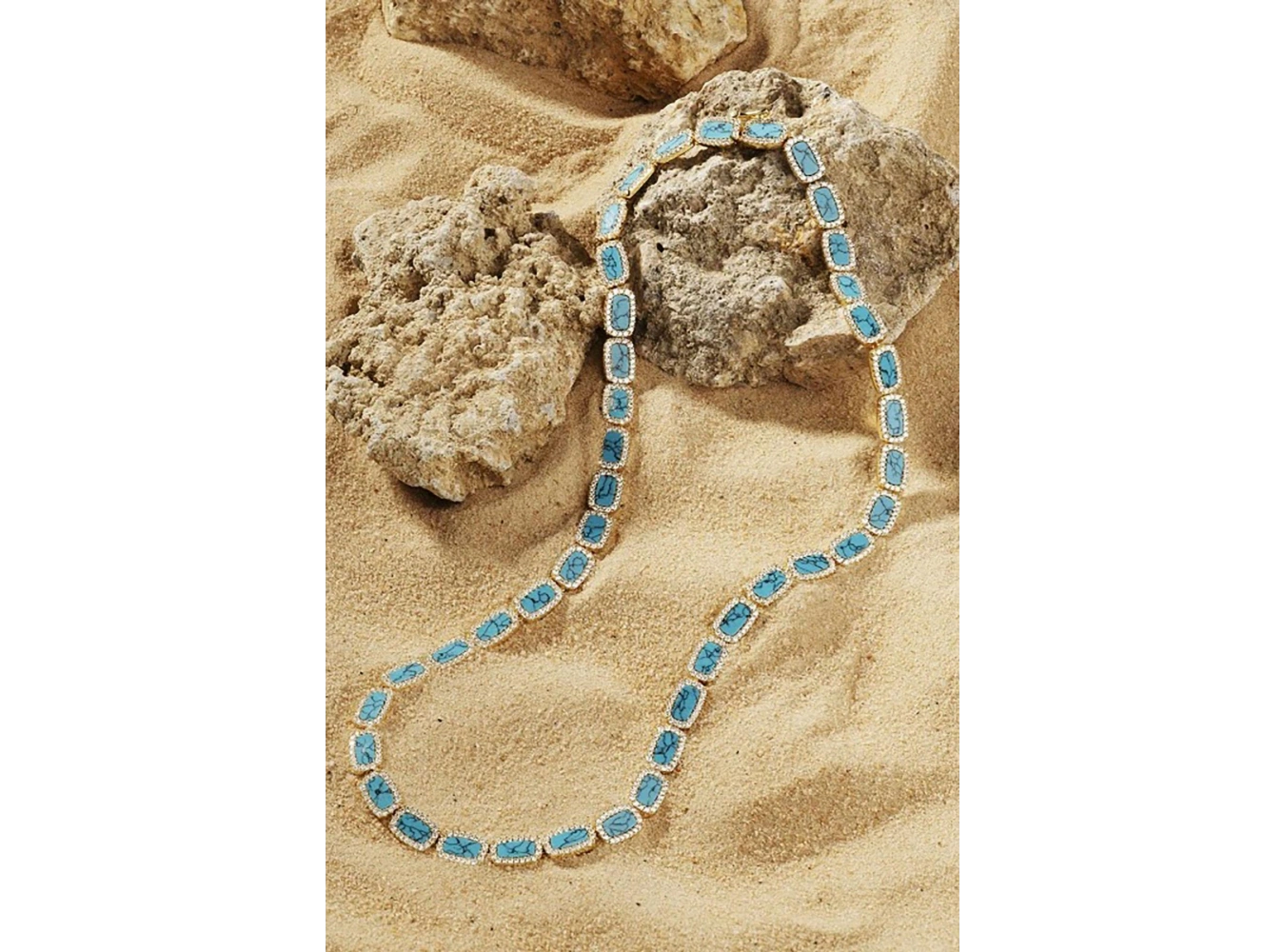 Altın Ve Mavi Renk 14K Altın Kaplama VİP Kolye