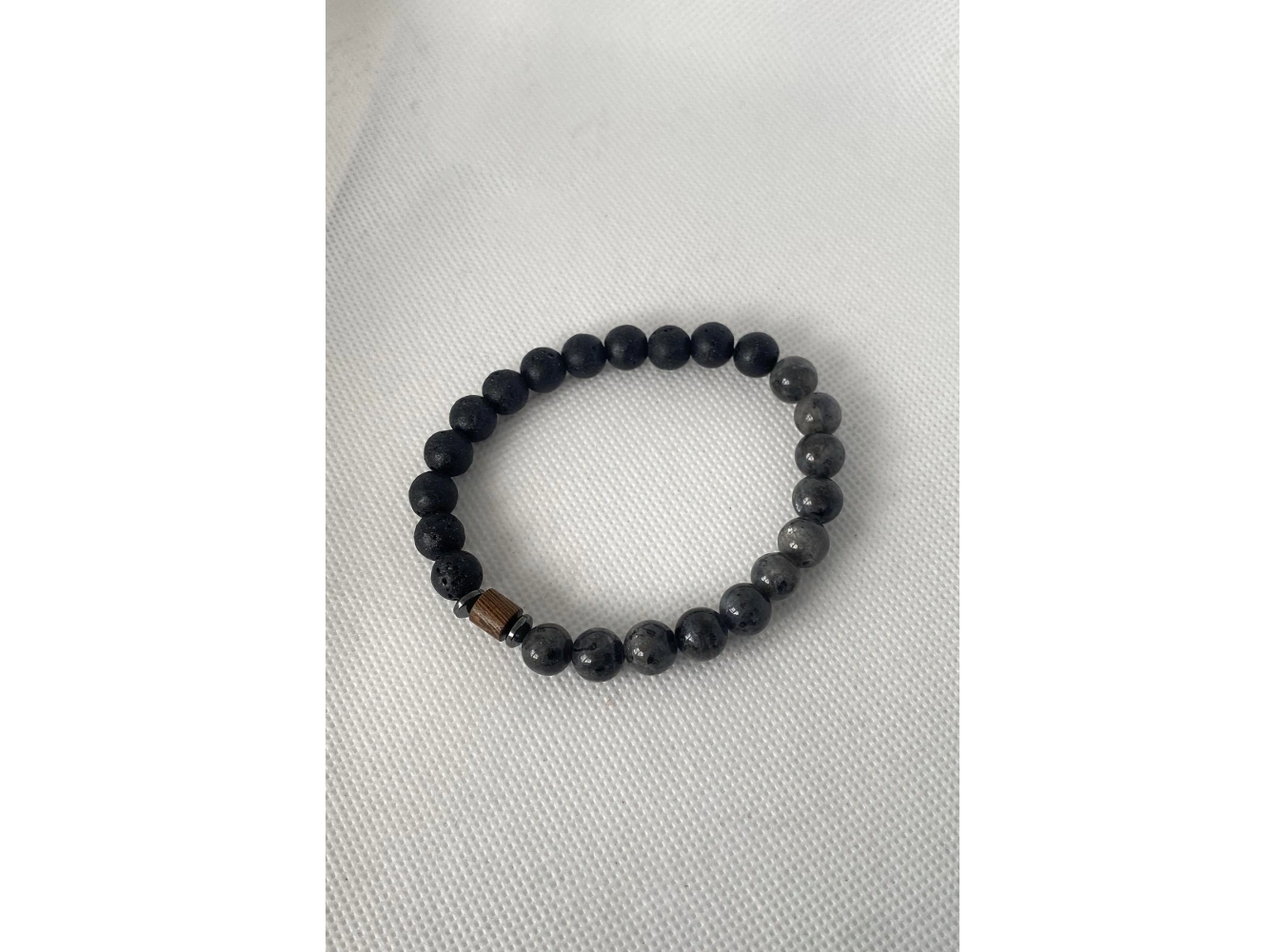 Antrasit Renk Boncuk Detaylı Erkek Bileklik