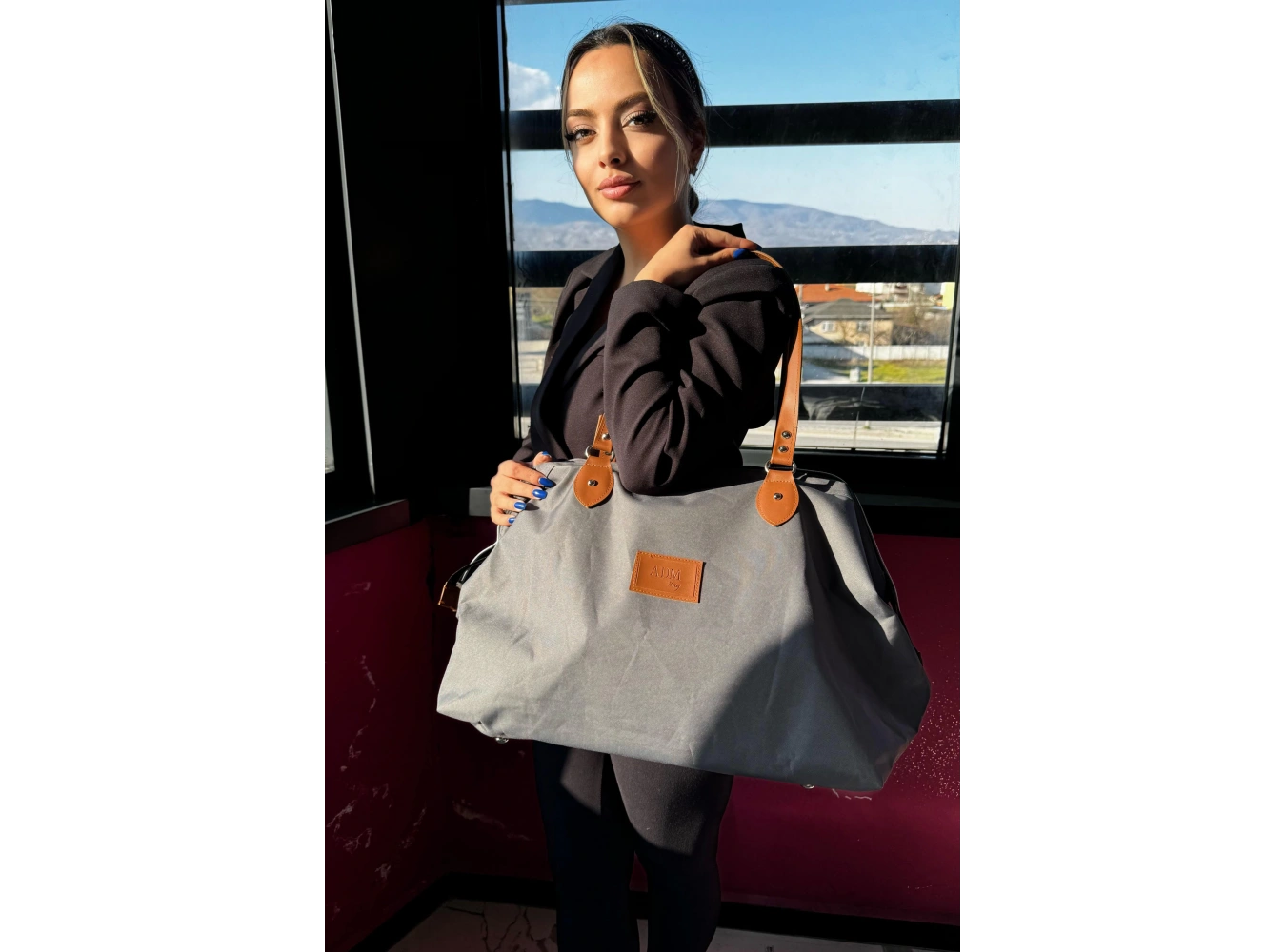 Antrasit Renk Büyük Boy El Çantası/ Seyahat Çantası