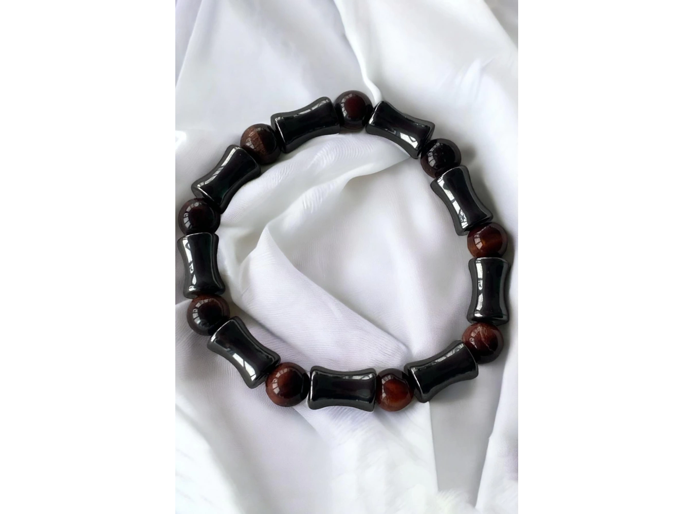 Antrasit Renk Hematit Taşlı Erkek Bileklik