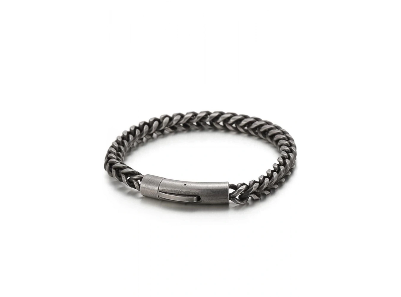 Antrasit Renk Zincir Detaylı Çelik Erkek Bileklik