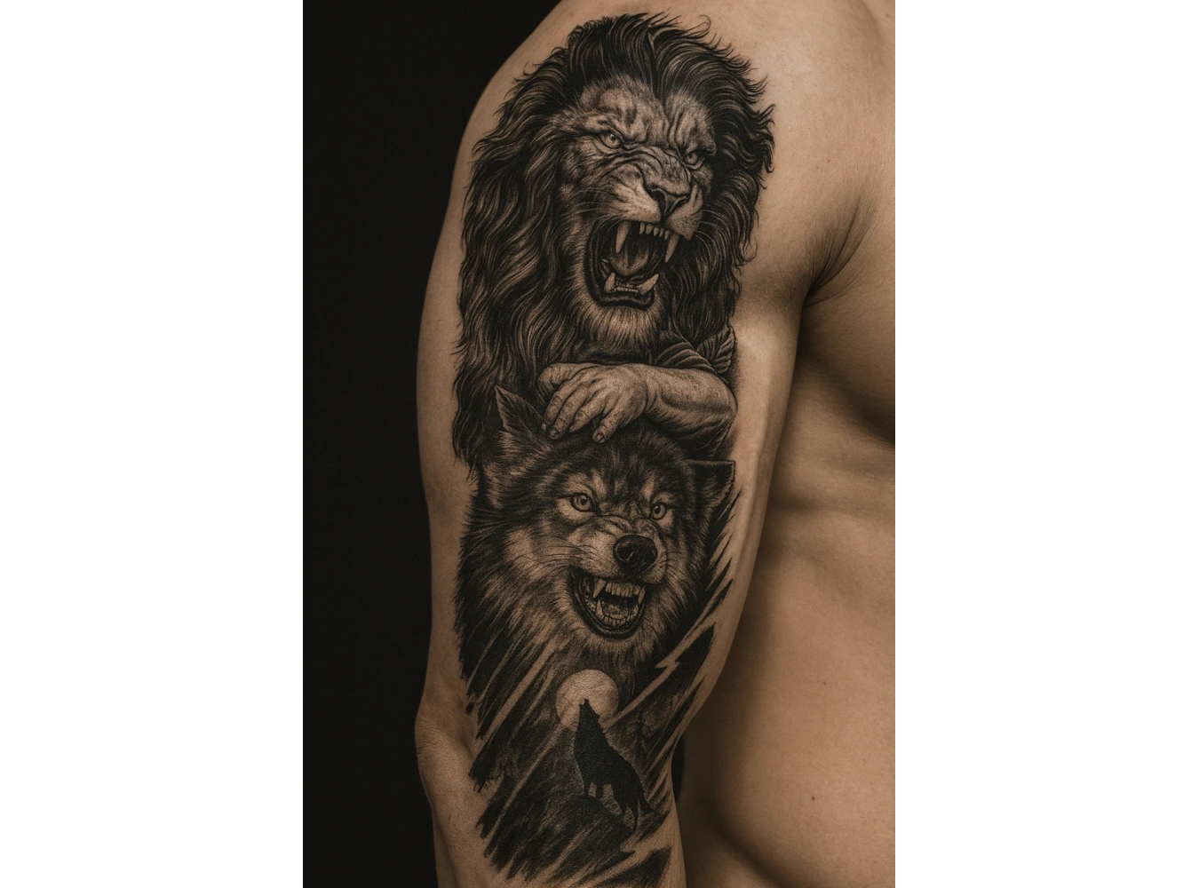 Aslan Figürlü 12 Saat Sonra Kararan Geçici Kol Dövme Tattoo