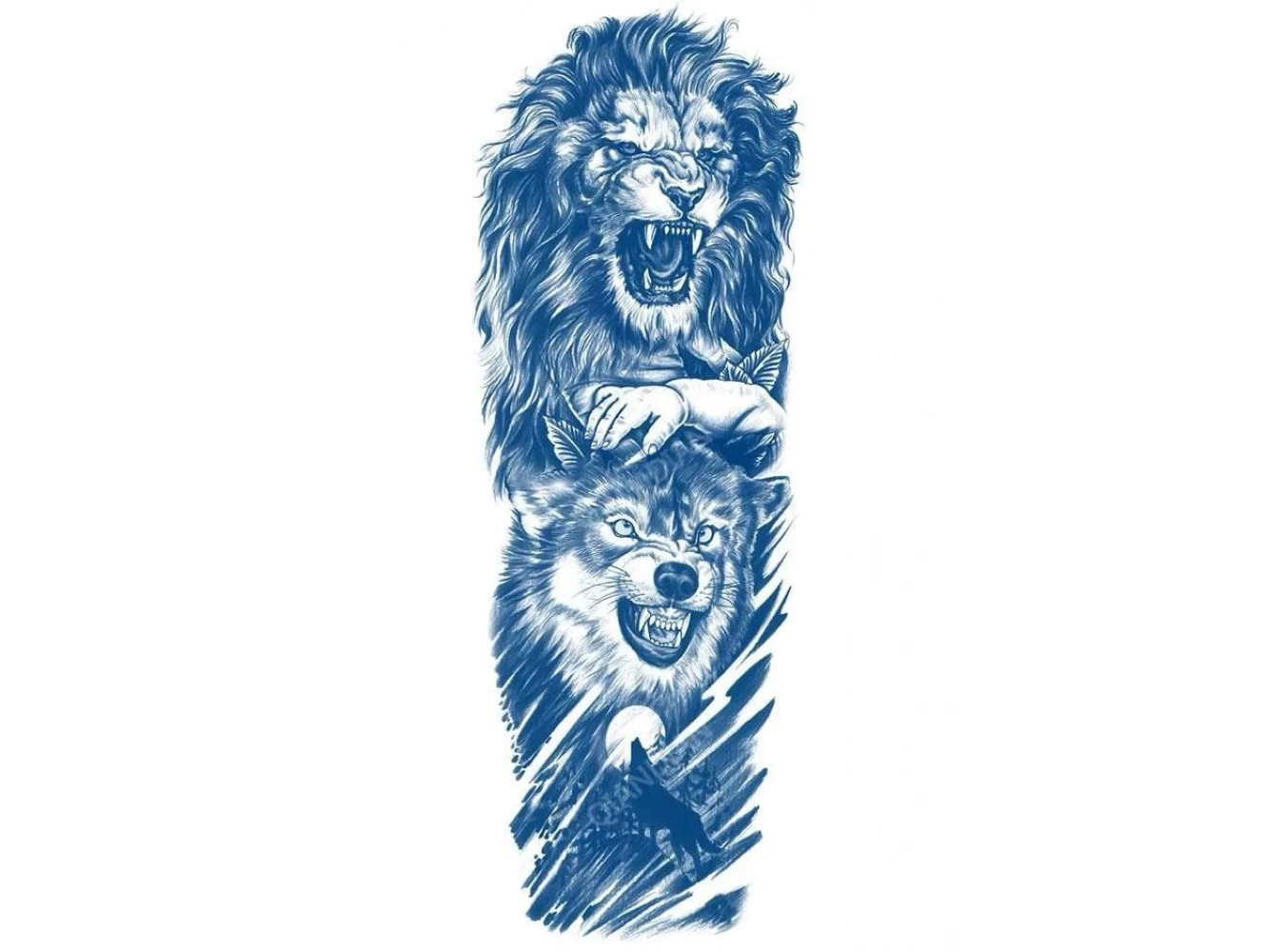 Aslan Figürlü 12 Saat Sonra Kararan Geçici Kol Dövme Tattoo