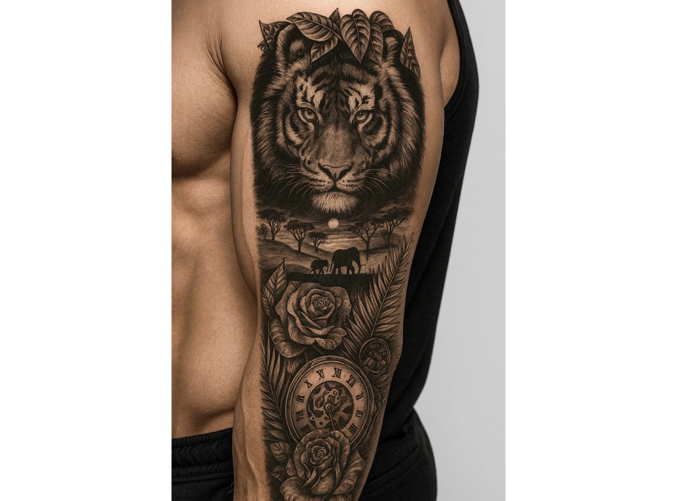 Aslan Figürlü 12 Saat Sonra Kararan Geçici Kol Dövme Tattoo