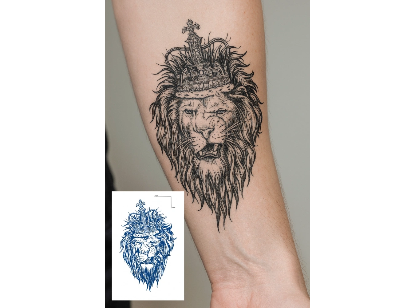 Aslan Figürlü 12 Saat Sonra Kararan Geçici Orta Dövme Tattoo