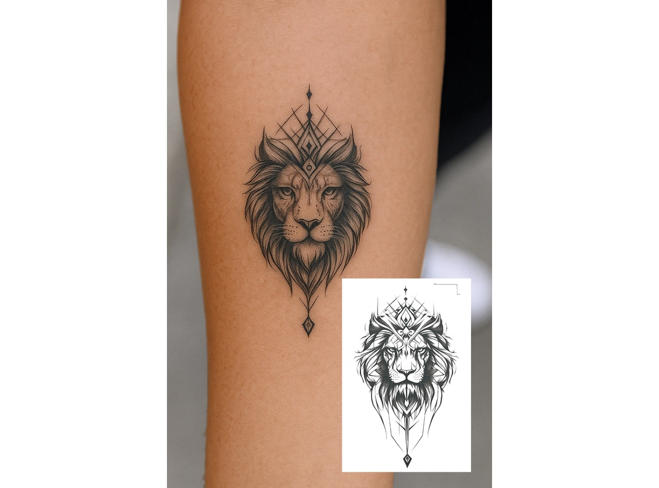 Aslan Figürlü Mini Dövme Tattoo