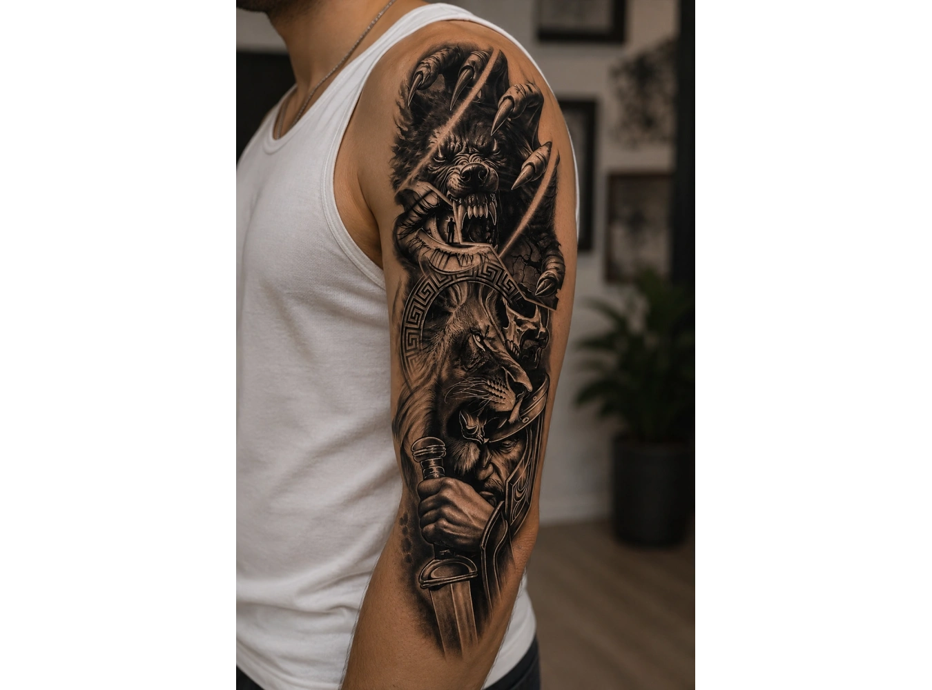 Aslan Kol Dövme Geçici Tattoo