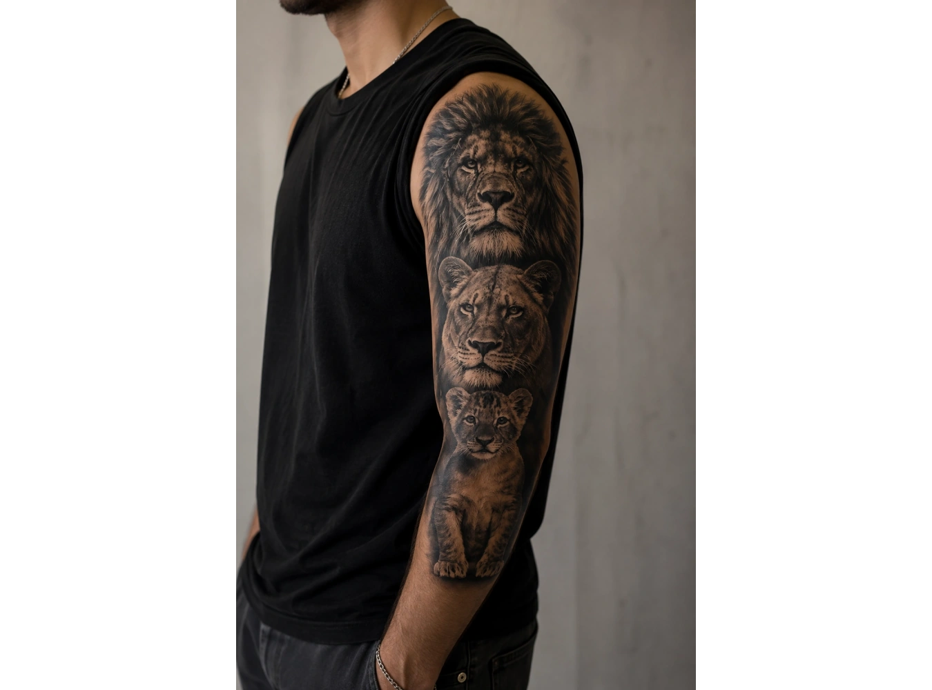 Aslan Ve Ailesi Kol Geçici Dövme Tattoo