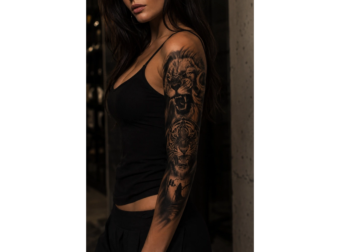 Aslan Ve Kaplan Kol Geçici Dövme Tattoo