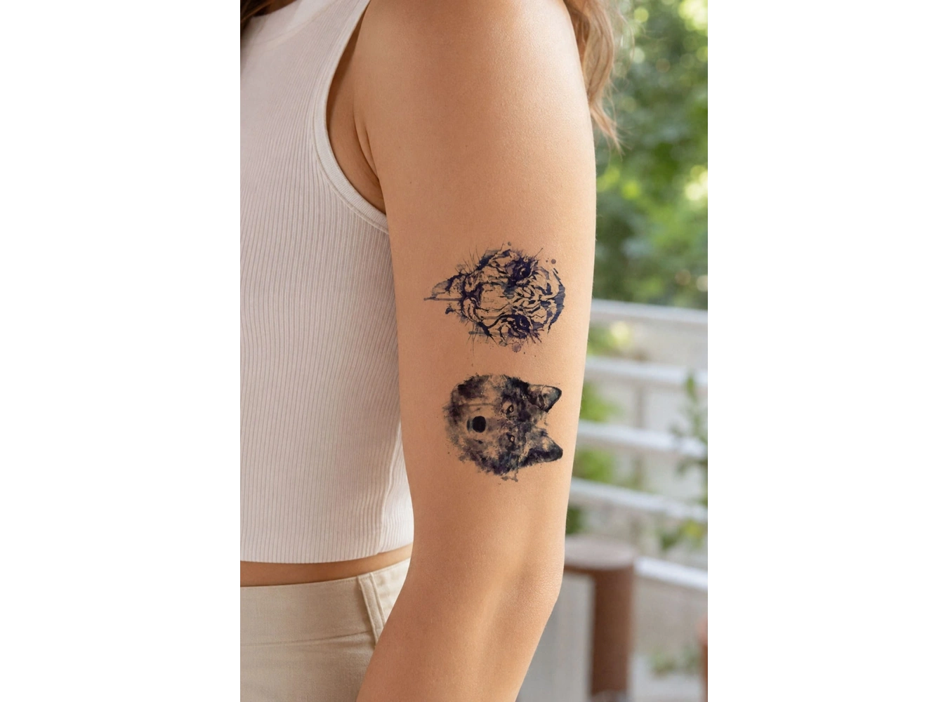 Aslan ve Kurt İkili Mini Geçici Dövme Tattoo