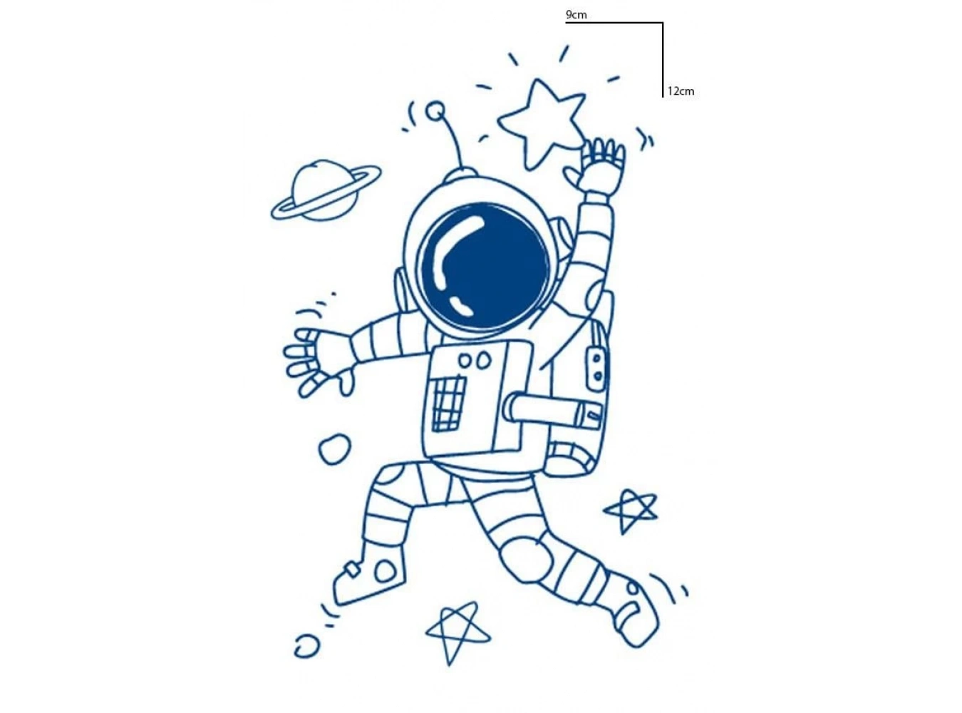 Astronot Figürlü 12 Saat Sonra Kararan Geçici Dövme Tattoo