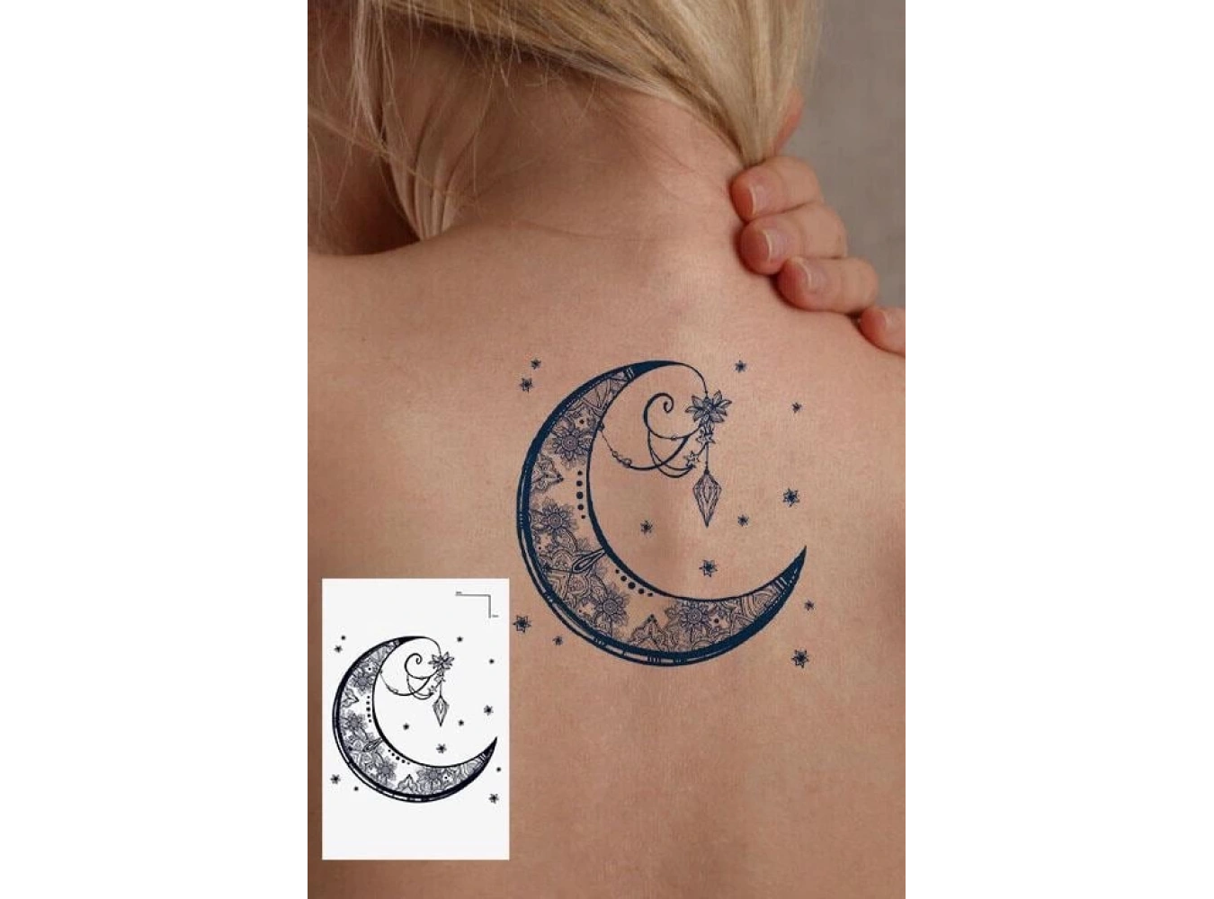 Ay Figürlü 12 Saat Sonra Kararan Geçici Dövme Tattoo