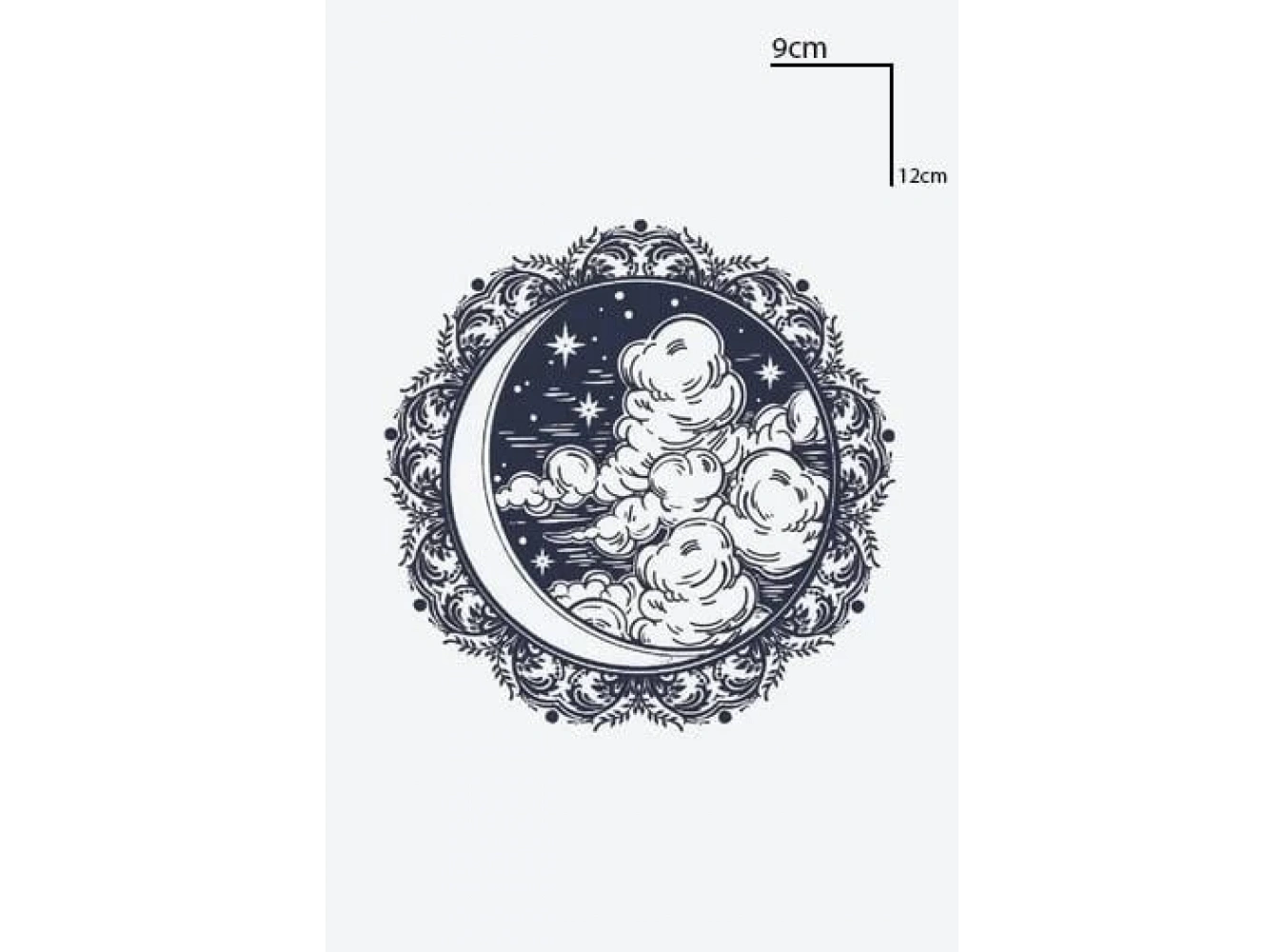 Ay Ve Bulut Figürlü 12 Saat Sonra Kararan Geçici Dövme Tattoo