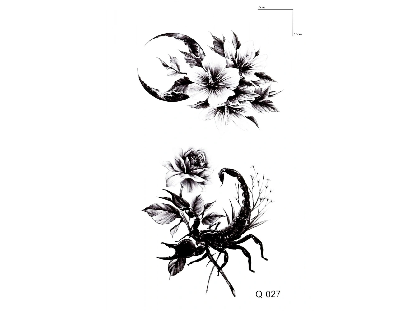 Ay Ve Çiçek Mini Geçici Dövme Tattoo