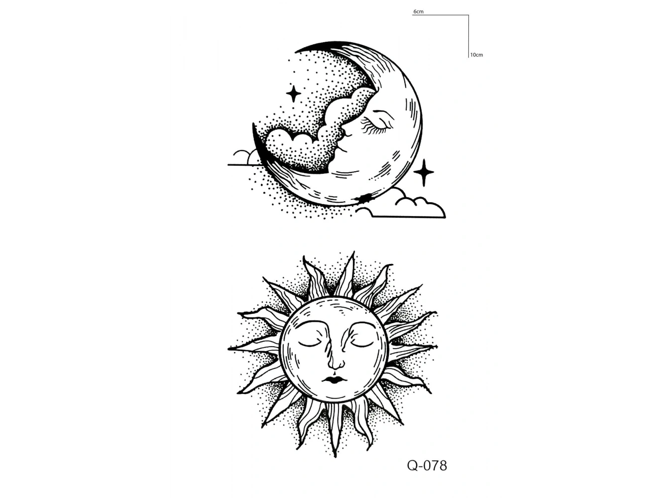 Ay ve Güneş Mini Geçici Dövme Tattoo