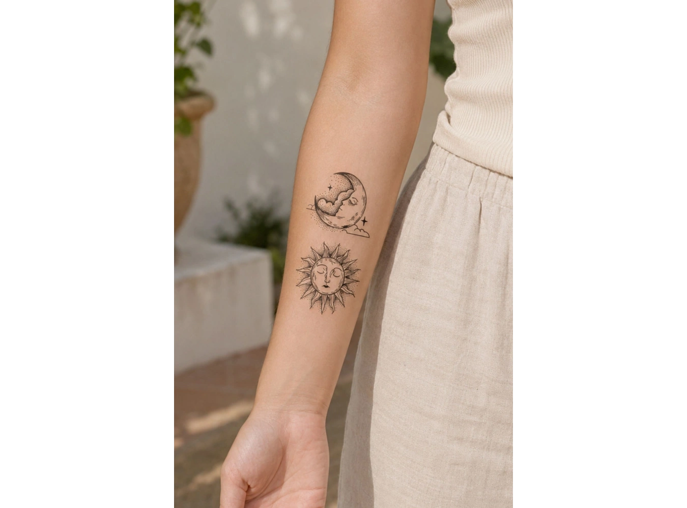 Ay ve Güneş Mini Geçici Dövme Tattoo
