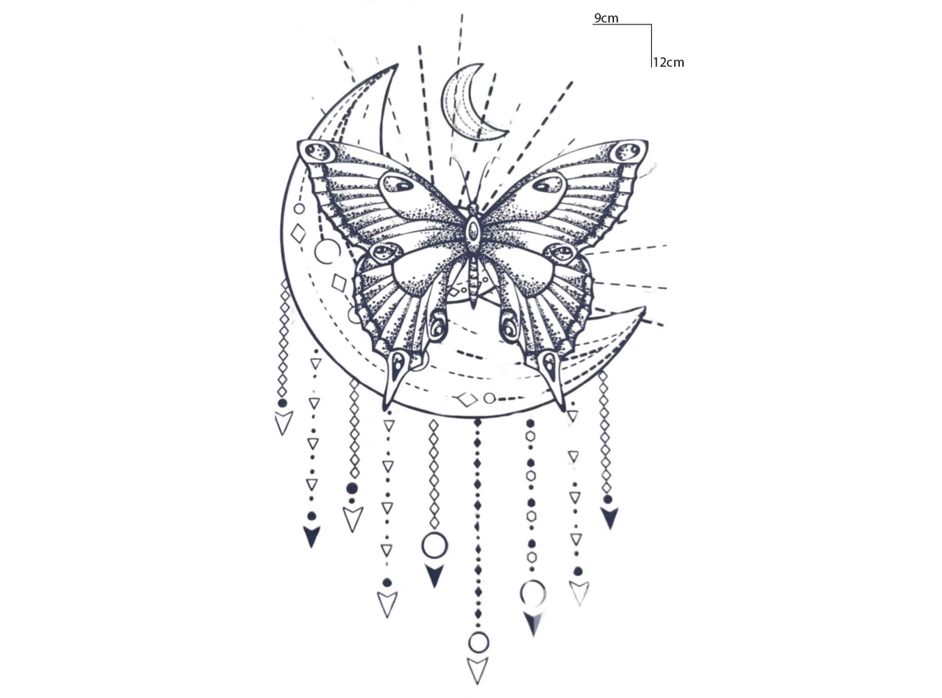 Ay Ve Kelebek Figürlü 12 Saat Sonra Kararan Geçici Dövme Tattoo