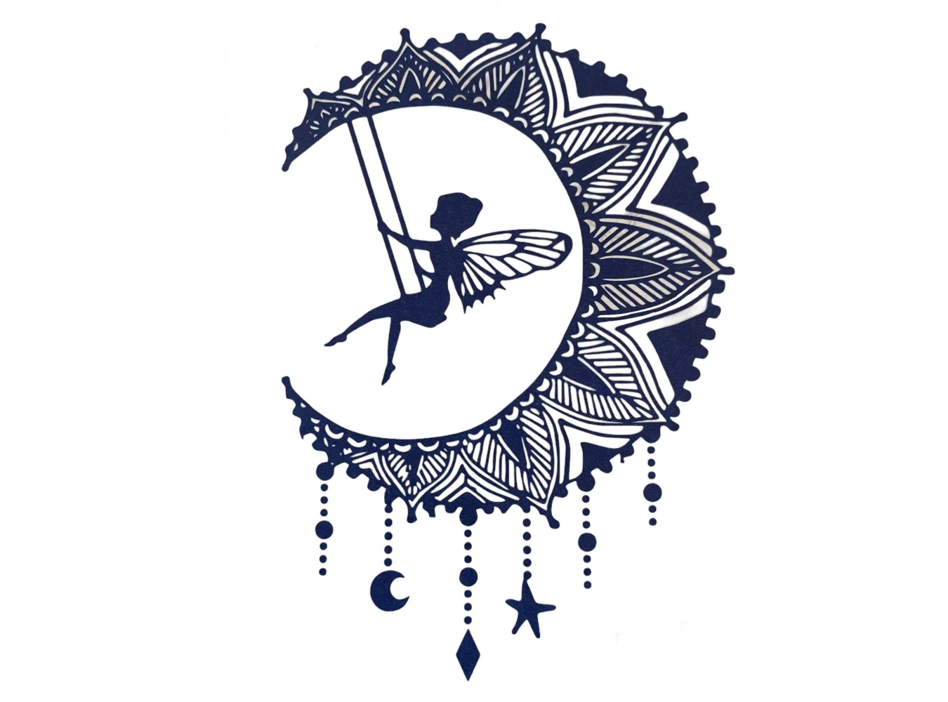 Ay Ve Peri Kız Figürlü 12 Saat Sonra Kararan Geçici Dövme Tattoo