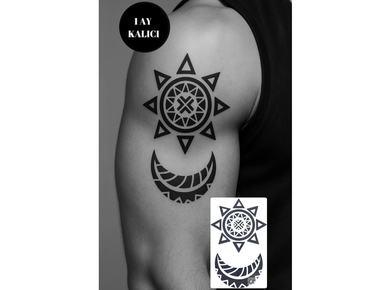 Ay Ve Yıldız Figürlü 12 Saat Sonra Kararan Geçici Mini Dövme Tattoo