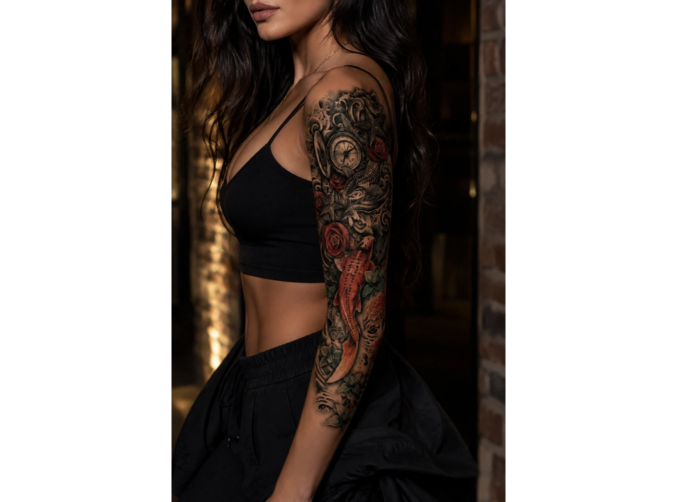 Balık Ve Saat Kol Dövme Geçici Tattoo