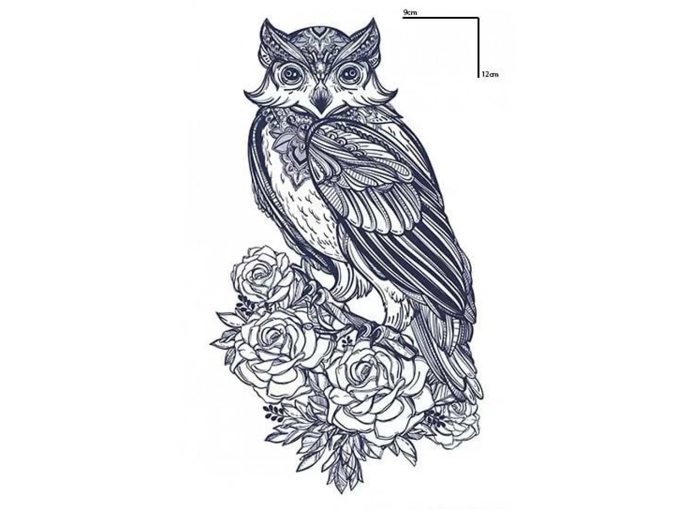 Baykuş Figürlü 12 Saat Sonra Kararan Geçici Mini Dövme Tattoo