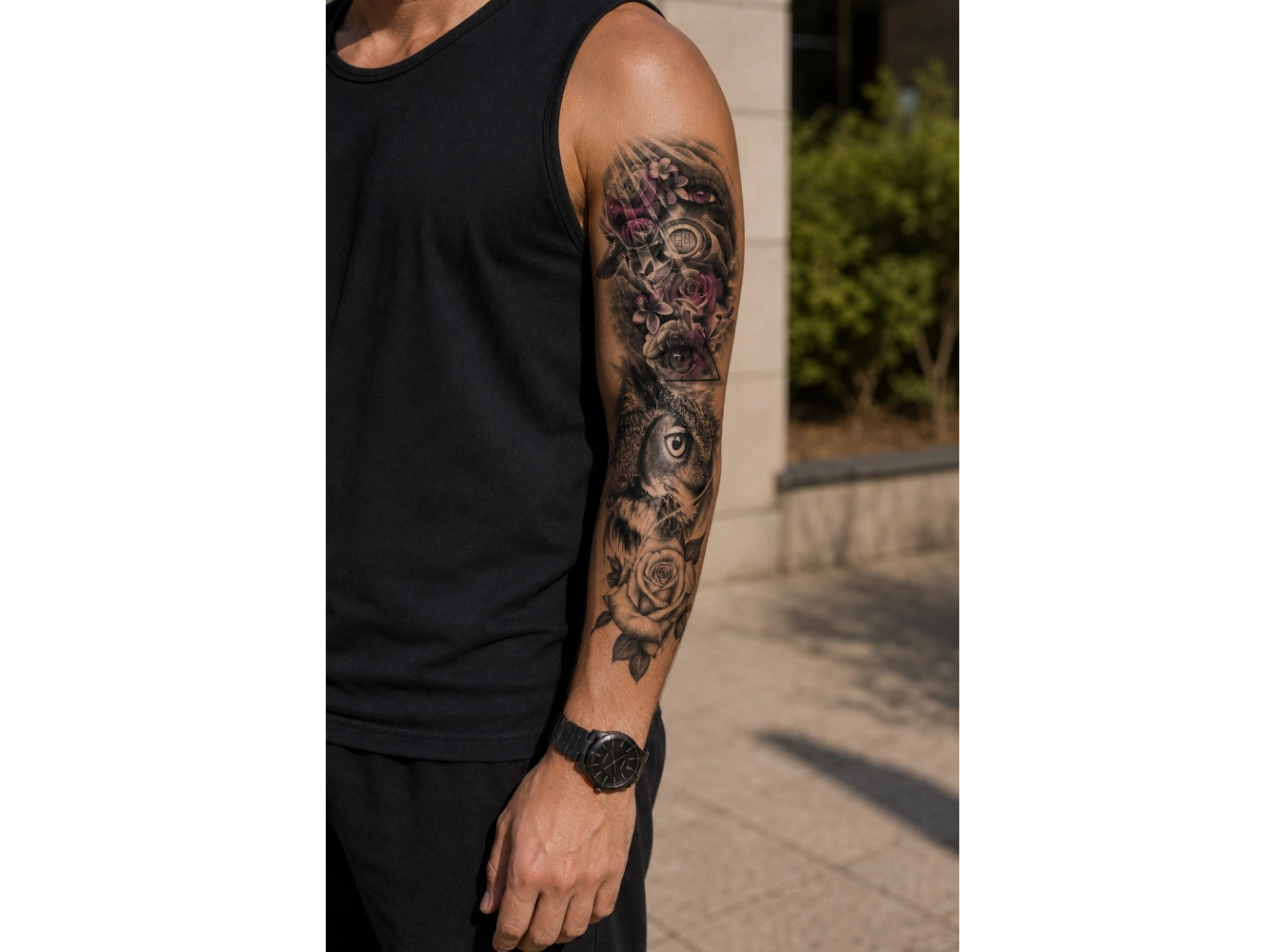 Baykuş Kol Dövme Geçici Tattoo