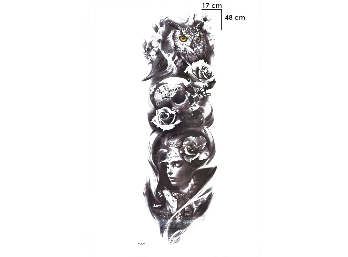 Baykuş ve Kız Kol Geçici Dövme Tattoo