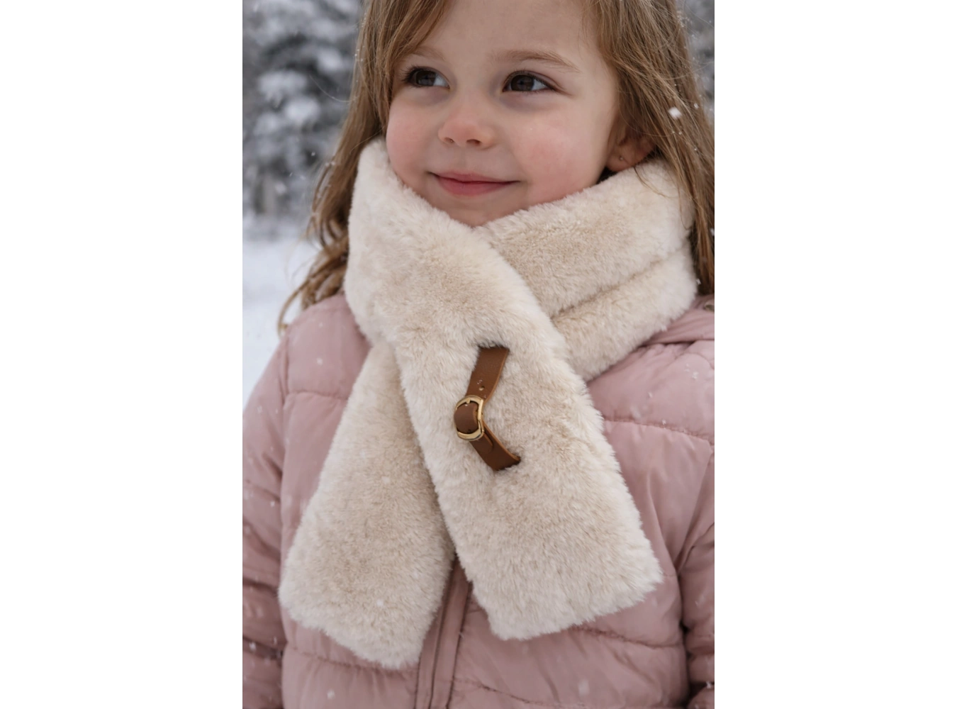 Bej Renk Çocuk Peluş Atkı