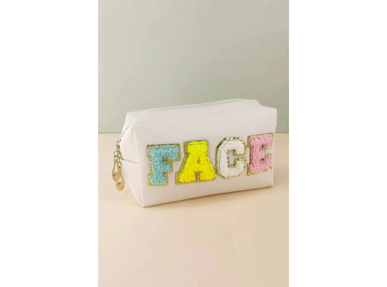 Bej Renk Face Yazılı Makyaj Çantası