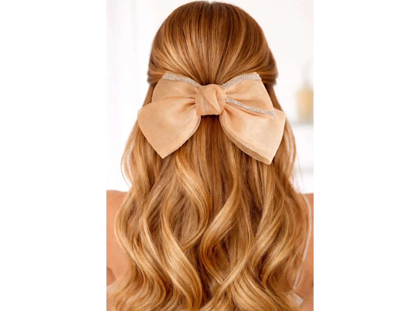 Bej Renk Taşlı Kurdele Otomat Toka