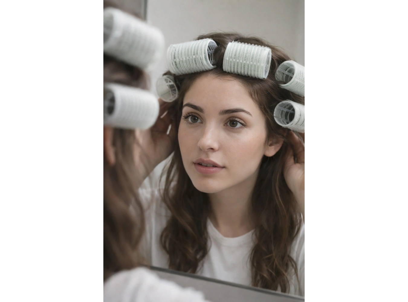 Beyaz Renk 6 Adet Bigudi Cırtlı/ Yapışkanlı Saç Bigudisi /Orta Boy