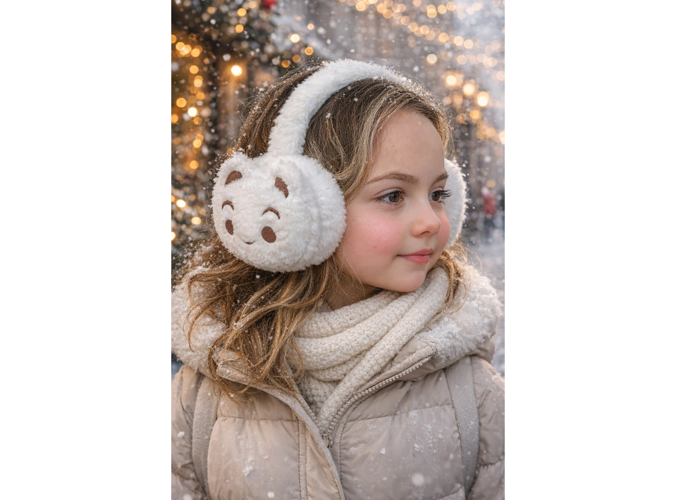 Beyaz Renk Ayıcık Figürlü Peluş Kulaklık