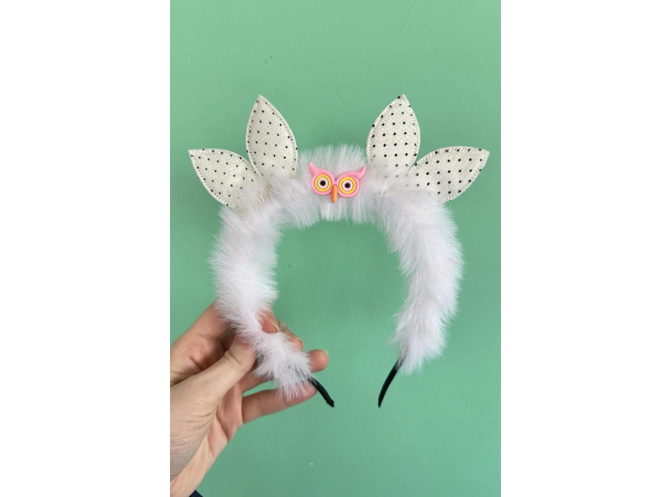 Beyaz Renk Baykuş Figürlü Peluş Taç