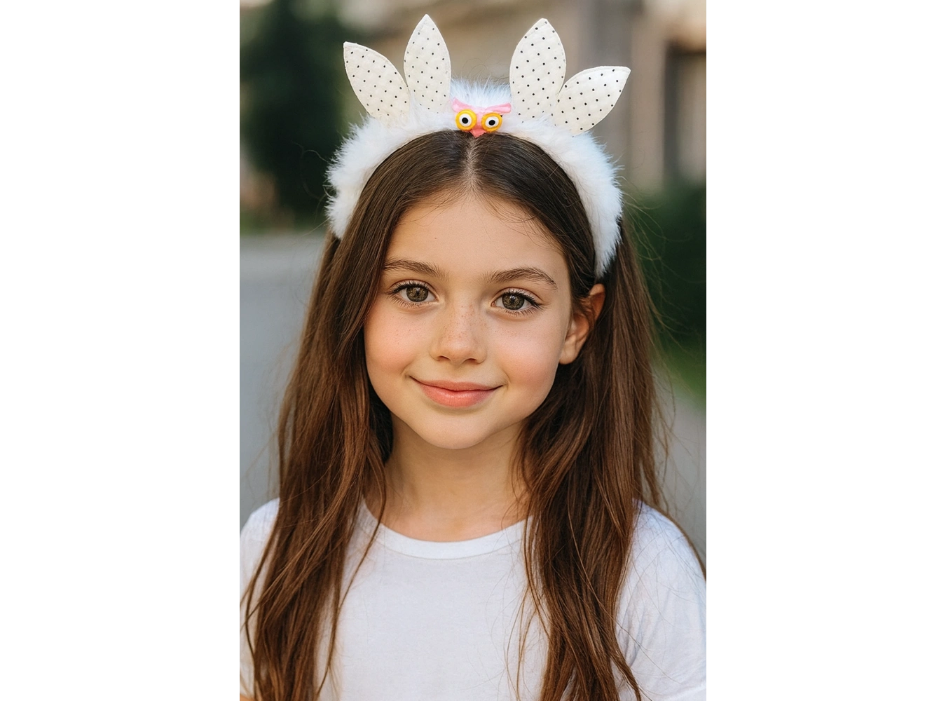 Beyaz Renk Baykuş Figürlü Peluş Taç