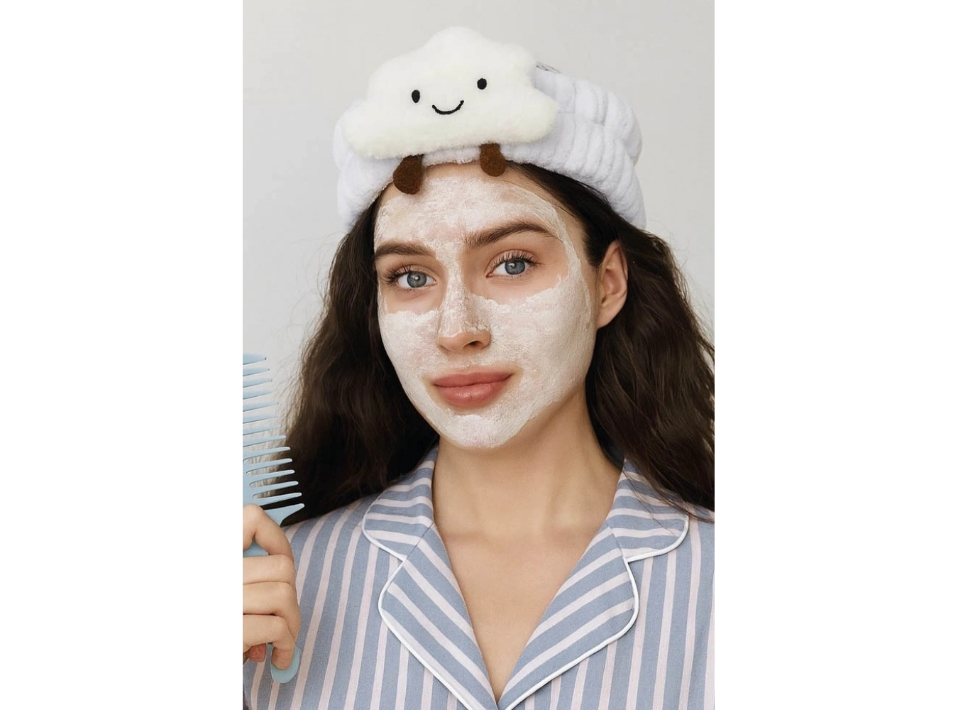 Beyaz Renk Bulut Figürlü Peluş Saç Bandı